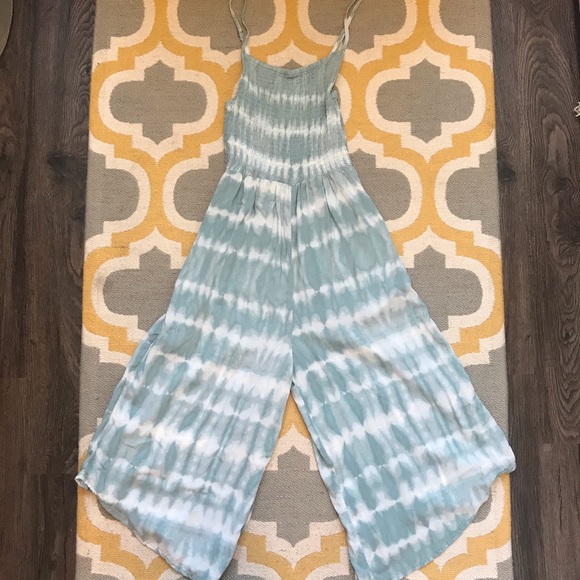 Mimi Chica Pants - Mimi Chica Smocked Cropped Tie Dye Jumpsuit